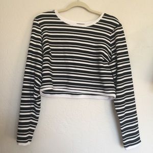 Chic Black and White Midriff Top